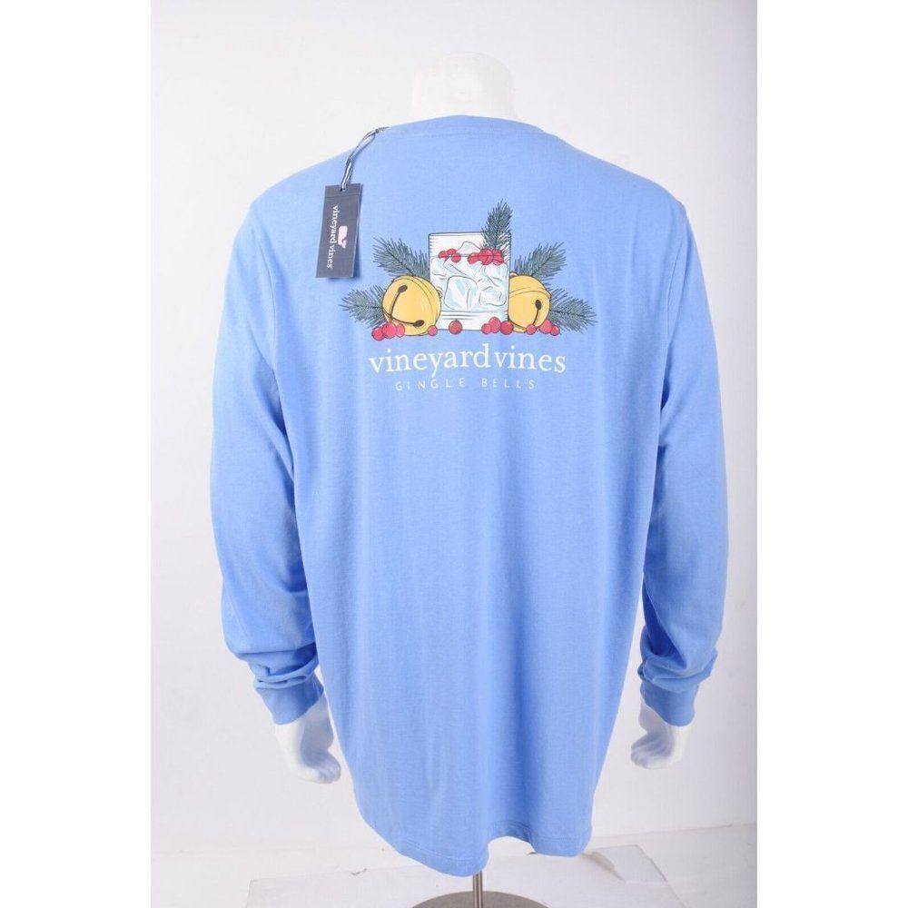 Vineyard Vines Mens Shirt Jingle Gingle Bells Long Sleeve Pocket Graphic Tee M